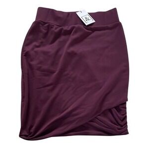 Ampersand Avenue Burgundy‎ Tulip Wrap Mini Skirt Ruched Wine Red Medium NWT